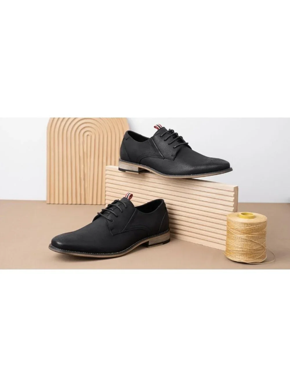 Men's Black Leather Classic Plain Toe Lace Up Business Oxford Dress Shoes